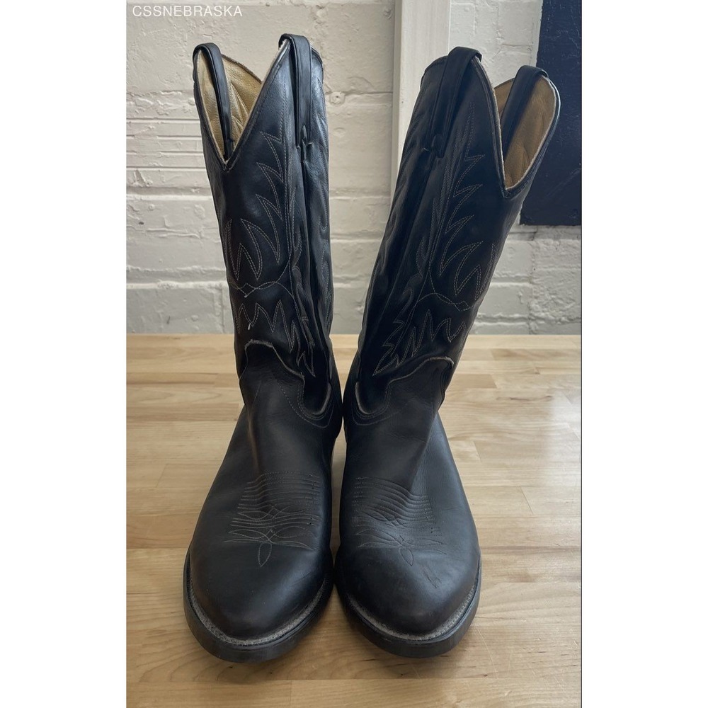 Vintage 90s Wrangler M9-5100 Black Leather Western Cowboy‎ Boots Size 11 D